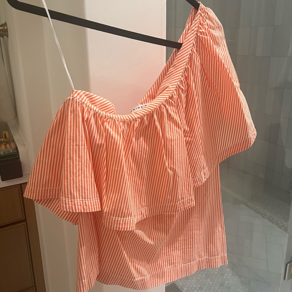 Trina Turk One Shoulder Ruffle Top